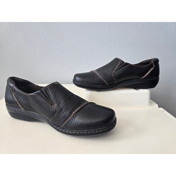 Clarks Collection Evianna Mix Leather Slip-On Comfort Shoes Brown Like New 9M - Picture 2 of 8